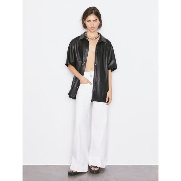 Frame Le Pixie Hardy Wide Leg Pant High Rise Solid White Size 25 NWT - Picture 1 of 16